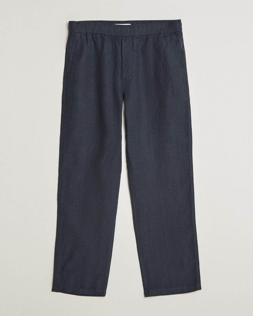 Samsøe Samsøe Jabari Linen Drawstring Trousers Salute Navy – Blauw