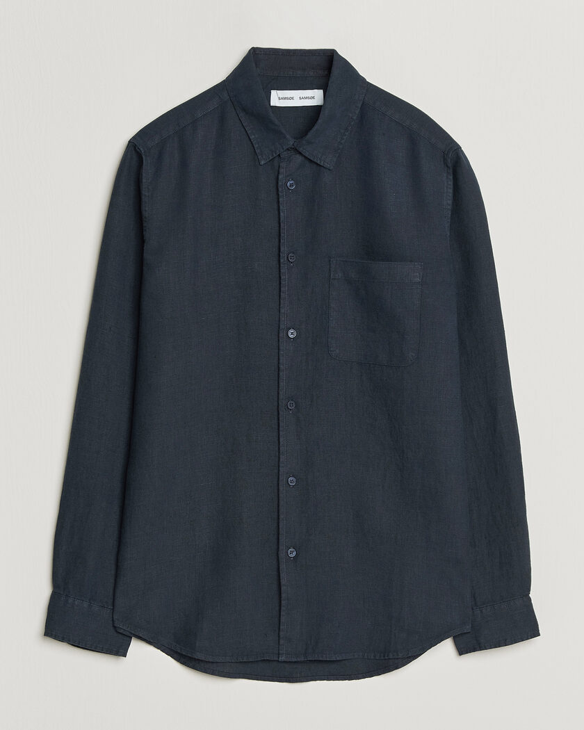 Samsøe Samsøe Liam Linen Shirt Salute Navy – Blauw