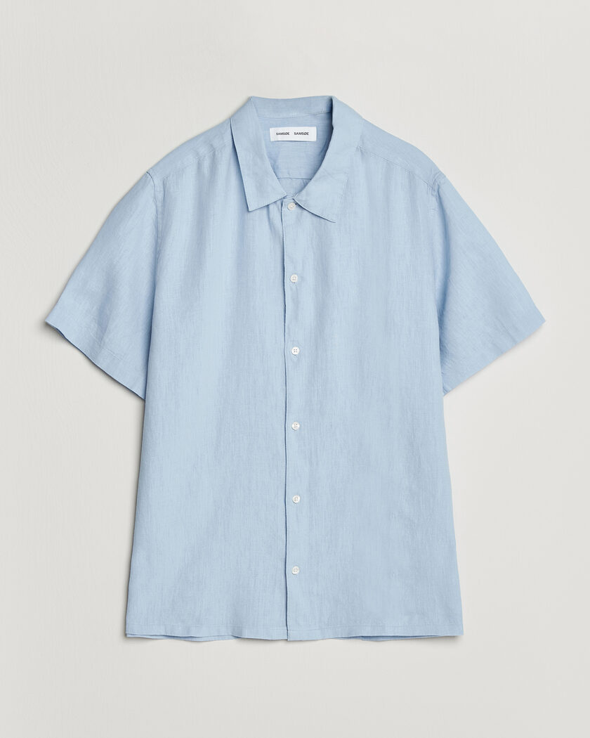 Samsøe Samsøe Avan Linen Short Sleeve Shirt Windsurfer – Blauw