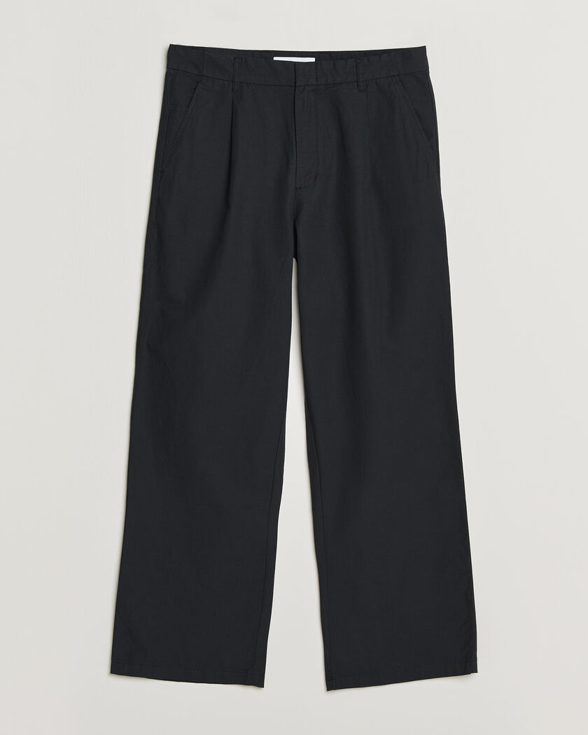 Samsøe Samsøe Valentin Cotton/Linen Pleated Trousers Black – Zwart