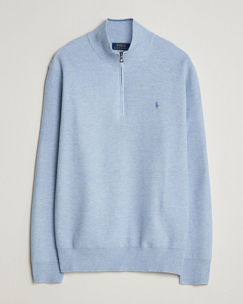 Polo Ralph Lauren Textured Half-Zip Blue Hyacinth Heather – Blauw