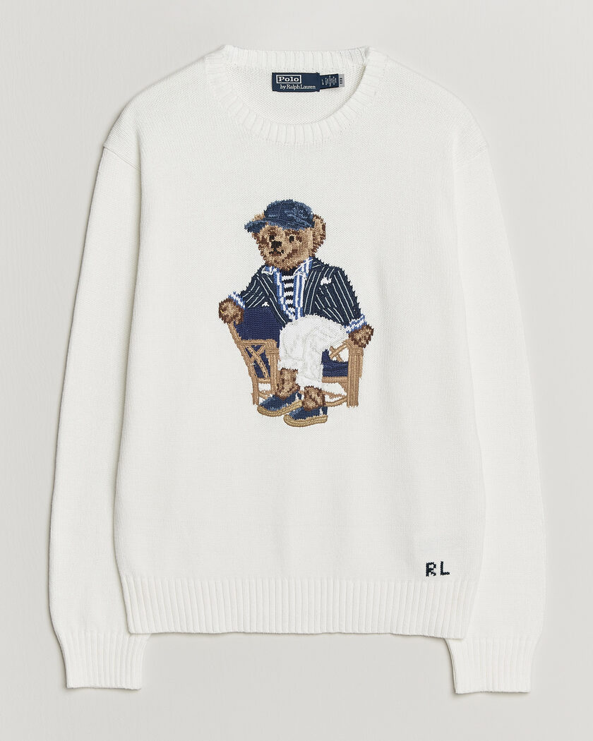 Polo Ralph Lauren Newport Bear Cotton/Linen Sweater Deckwash White – Wit