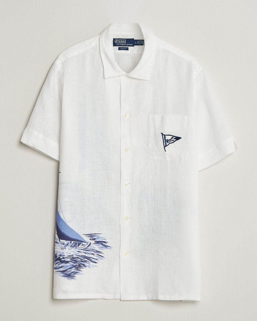 Polo Ralph Lauren Linen Camp Shirt Vintage Nautical Sail – Wit