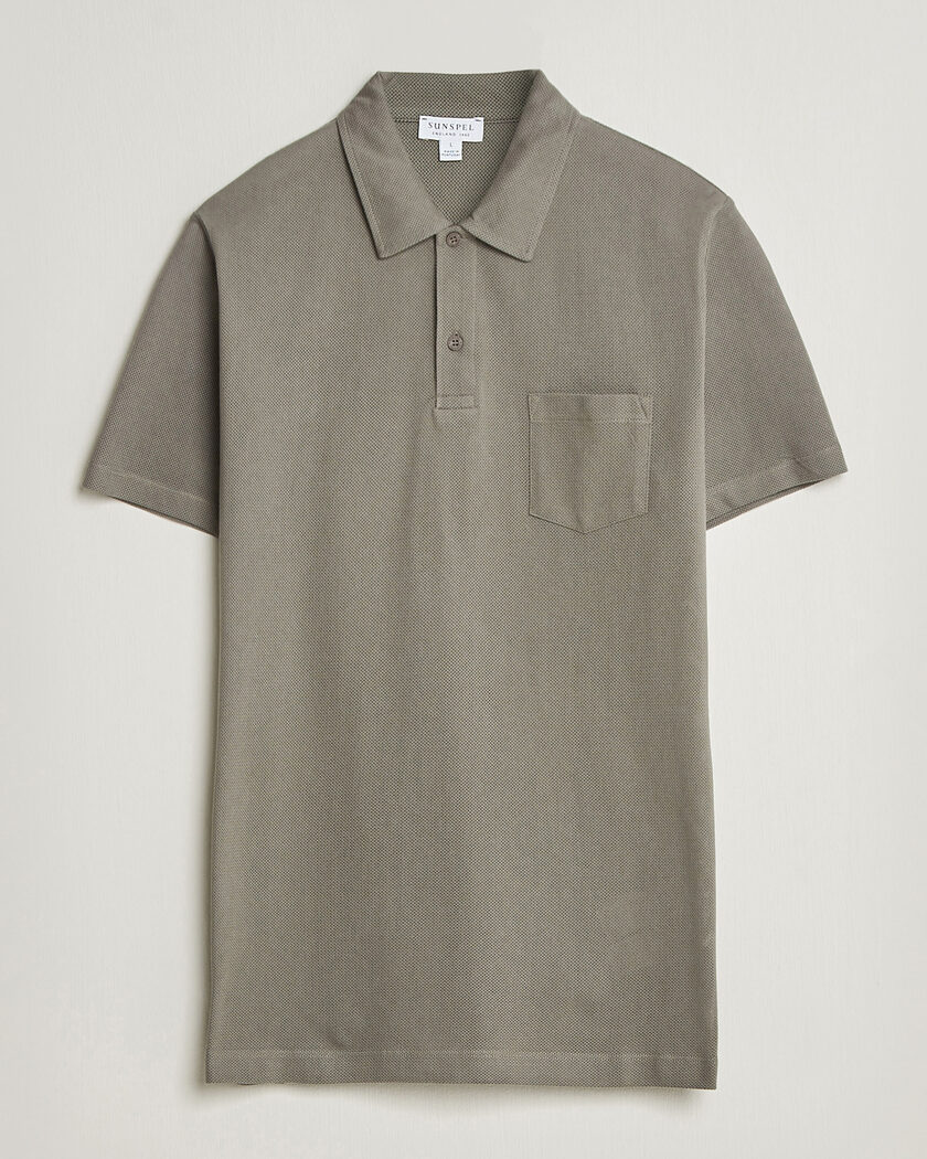 Sunspel Riviera Polo Shirt Fossil Grey – Grijs