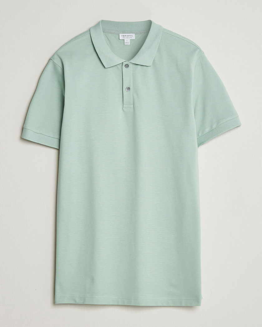Sunspel Short Sleeve Pique Polo Laurel Green – Groen