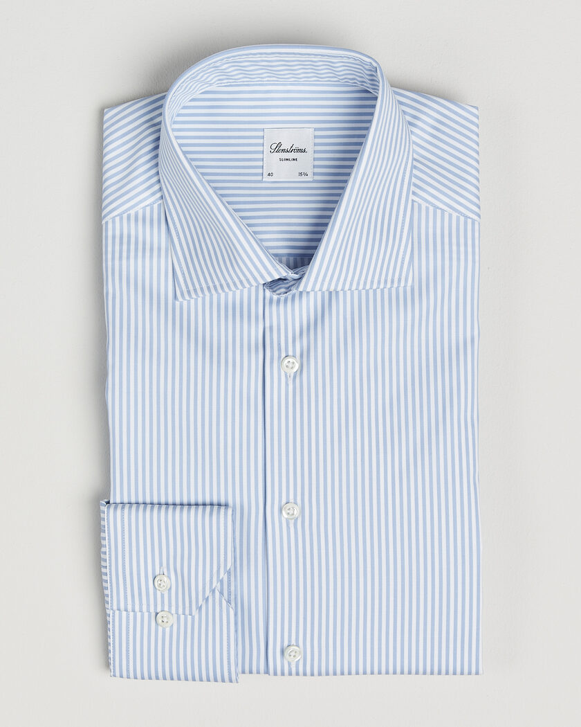 Stenströms Slimline Stripe Cut Away Shirt Light Blue – Blauw