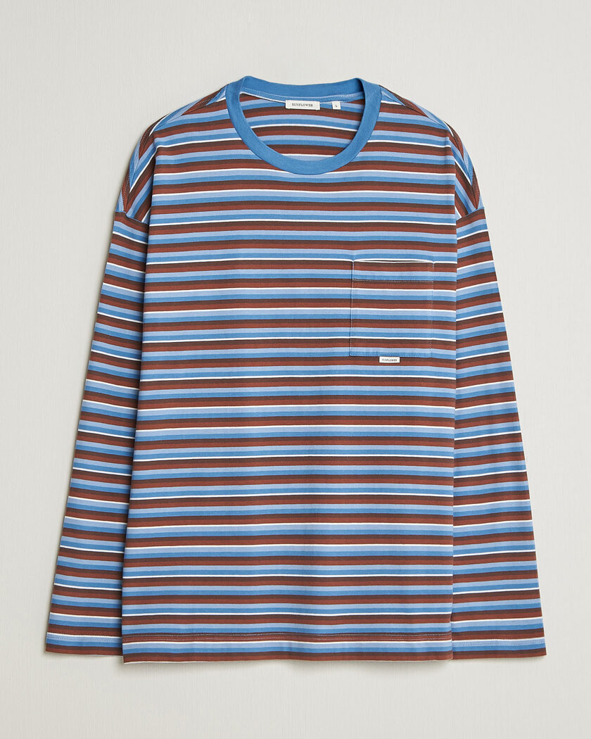 Sunflower Long Sleeve Pocket Tee Blue Stripe – Blauw
