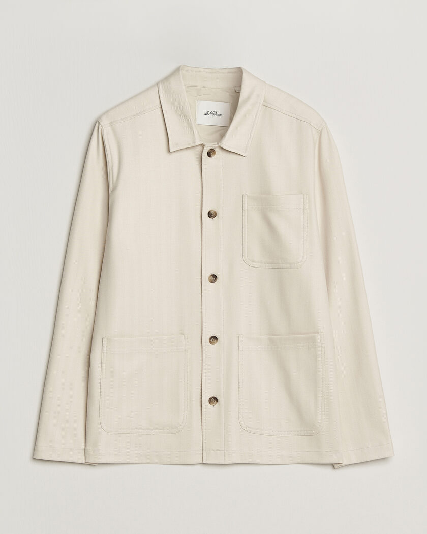 LES DEUX Herringbone Overshirt Ivory – Wit