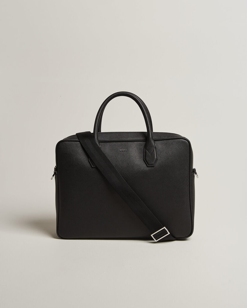BOSS BLACK Northon Leather Document Case Black – Zwart