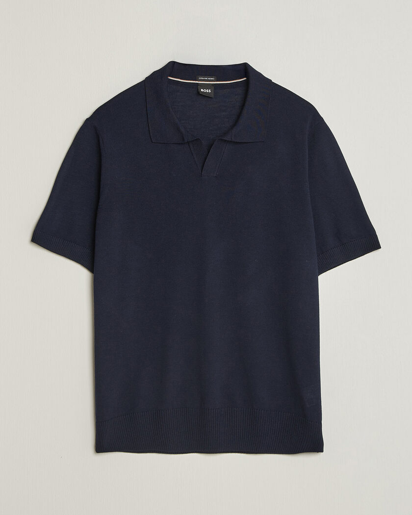 BOSS BLACK Lantoni Knitted Polo Dark Blue – Blauw