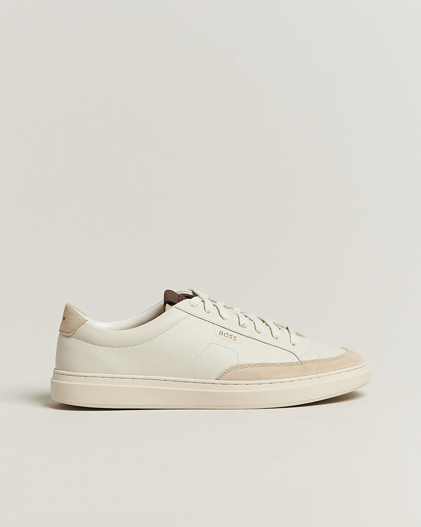 BOSS BLACK Kieran Leather/Suede Sneaker Open White – Wit