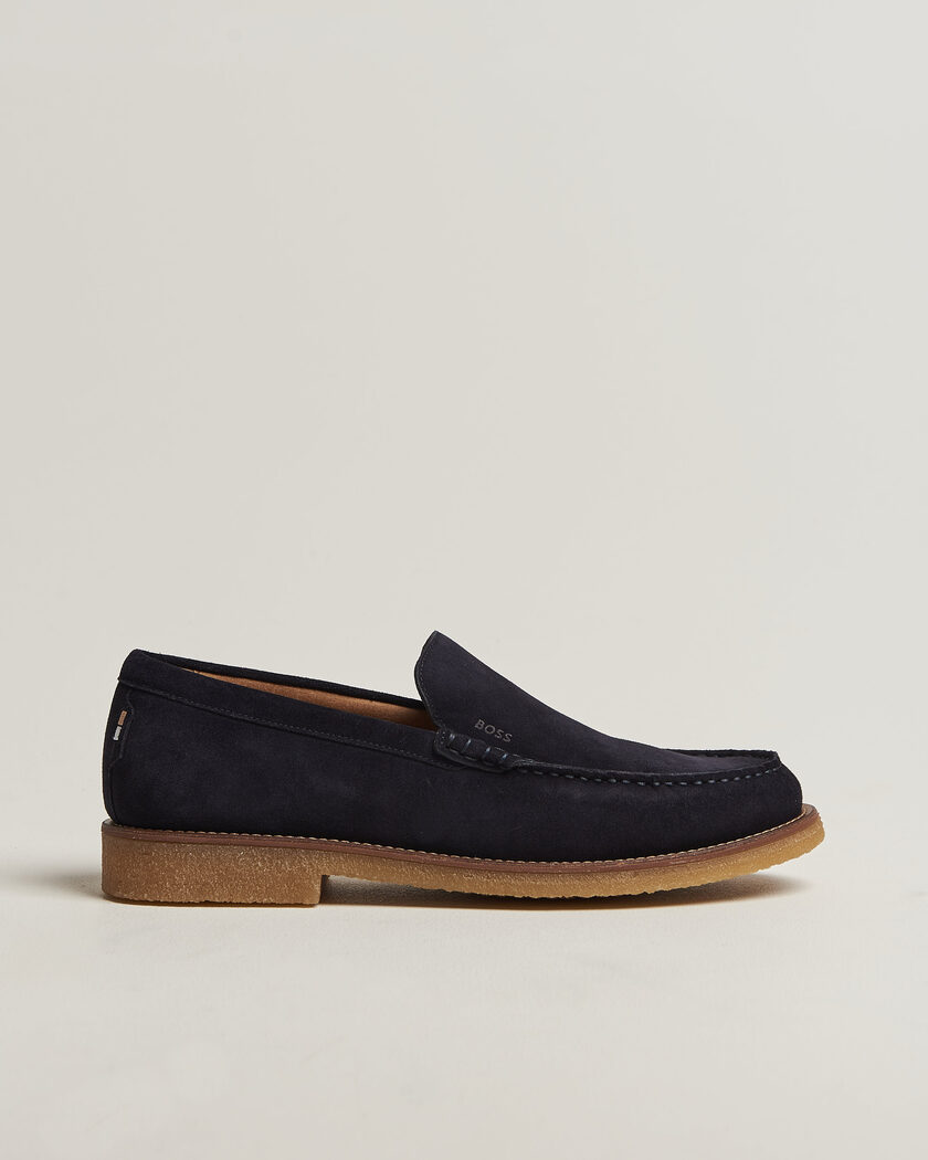 BOSS BLACK Kope Suede Moccasin Dark Blue – Blauw
