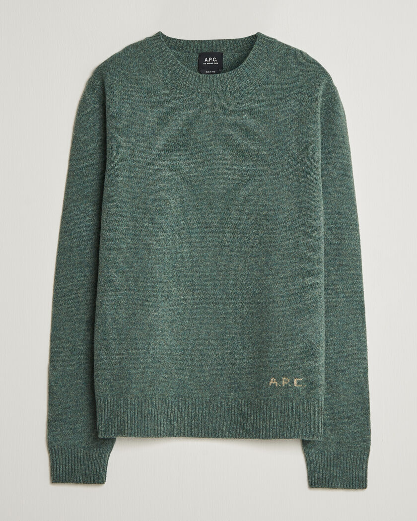 A.P.C. Edmond Wool Knitted Sweater Green Melange – Groen