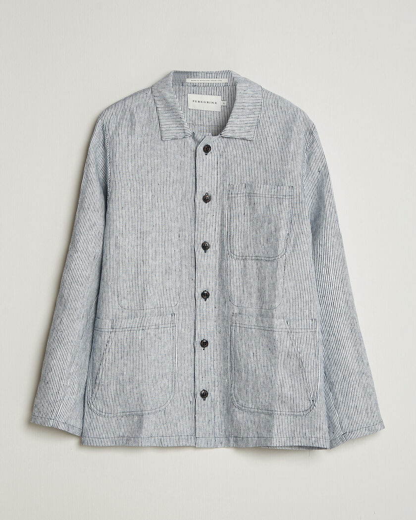 Peregrine Windsor Linen Shacket Navy Stripe – Blauw