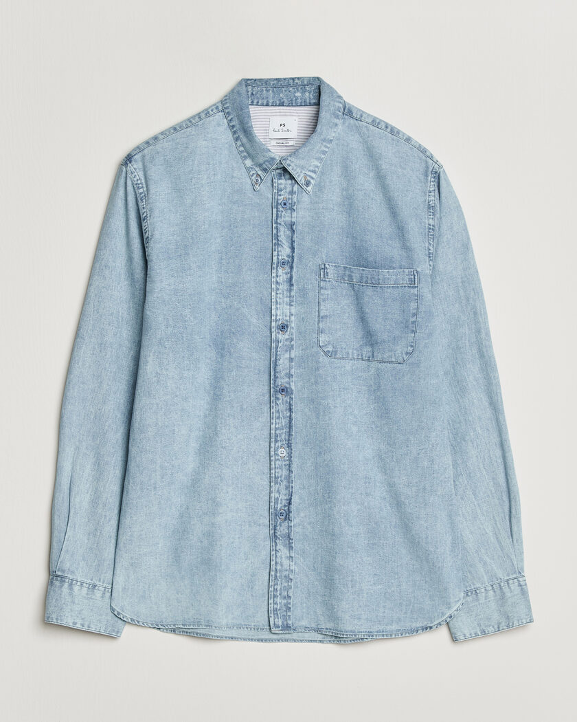 PS Paul Smith Casual Fit Denim Shirt Light Blue – Blauw