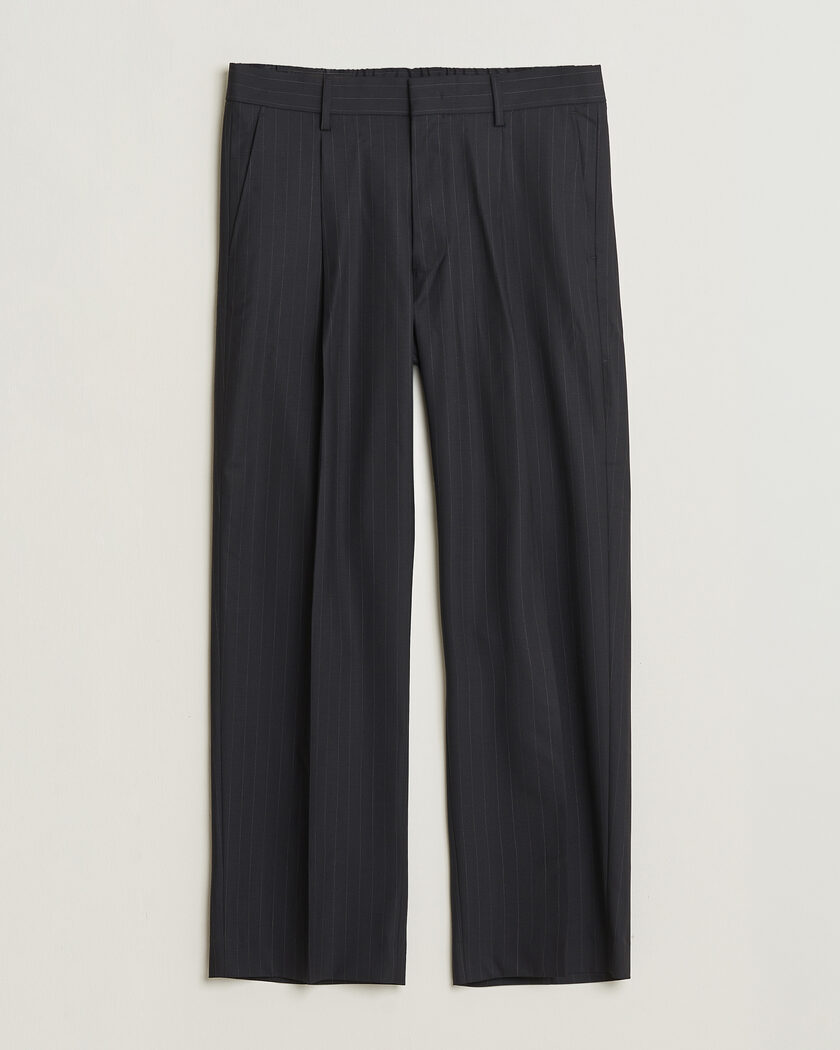 NN07 Kay Pinstriped Pleated Trousers Navy Blue – Blauw