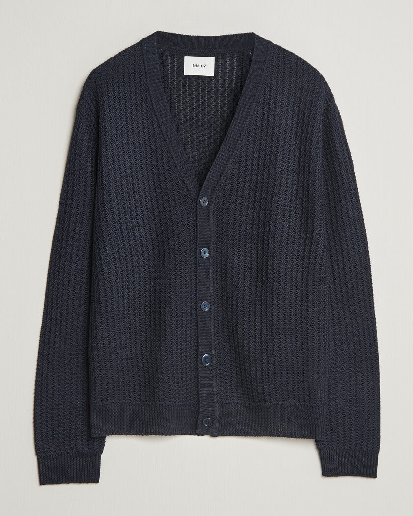 NN07 Tim Linen Knitted Cardigan Navy Blue – Blauw