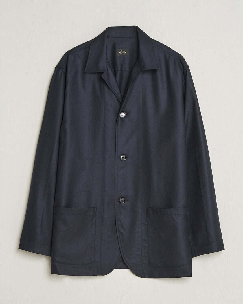 Brioni Wool/Cashmere Shirt Jacket Navy – Blauw