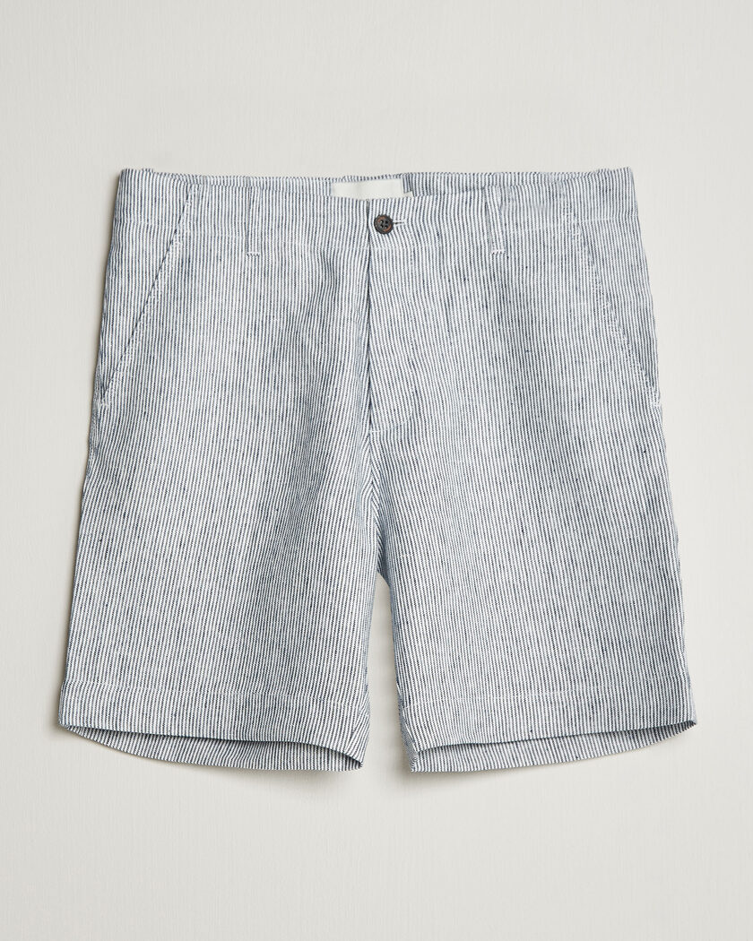 Peregrine Windsor Linen Shorts Navy Stripe – Blauw