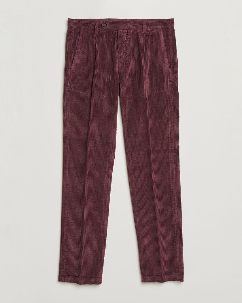 Massimo Alba Ionio Pleated Corduroy Pants Rose Brown – Rood
