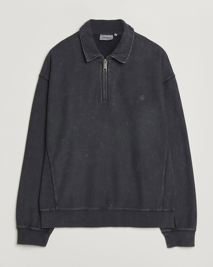 Carhartt WIP Lambert Washed Polo Sweatshirt Black Moon Wash – Grijs
