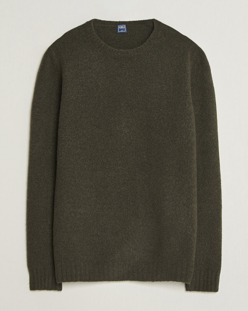 Fedeli Cashmere Blend Boucle Sweater Forest Green – Groen