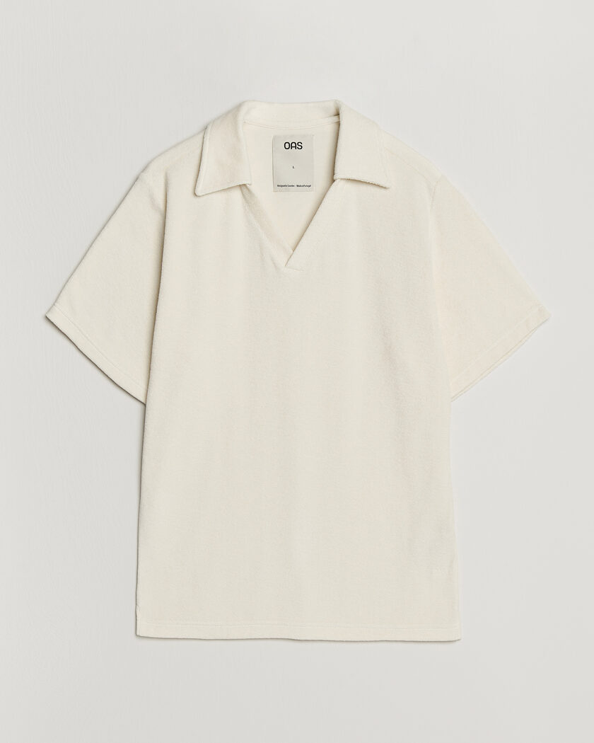 OAS Serif Regular Fit Terry Open Collar Polo Ecru – Wit