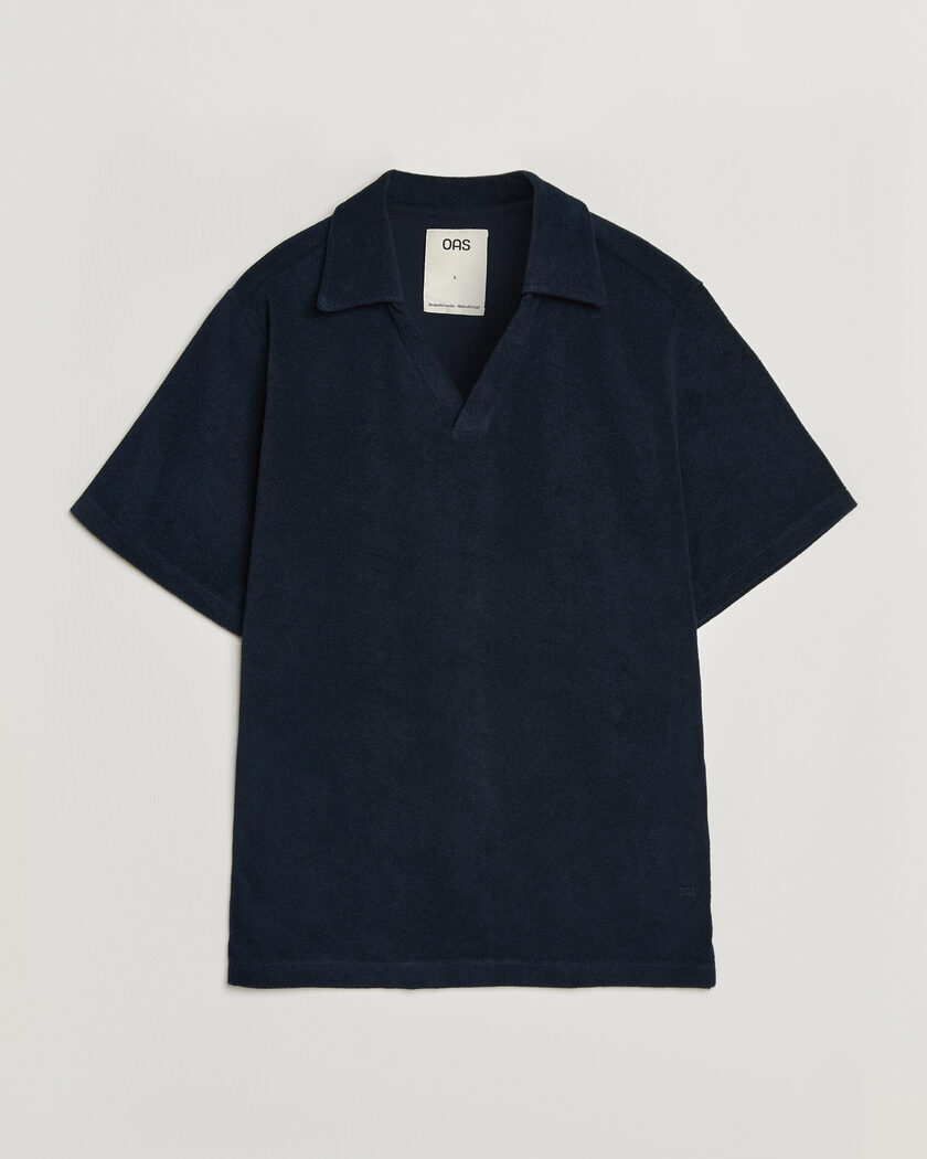 OAS Serif Regular Fit Terry Open Collar Polo Dark Blue – Blauw