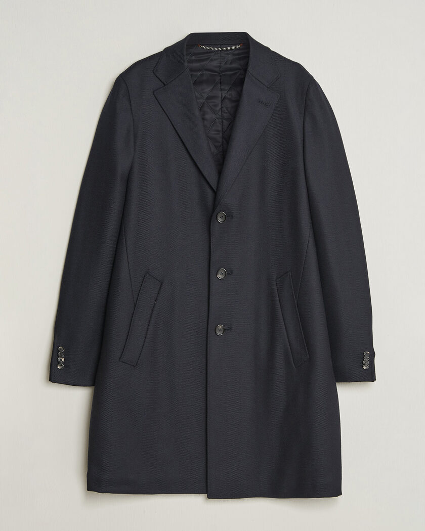 Canali Kei Wool Travel Coat Navy – Blauw