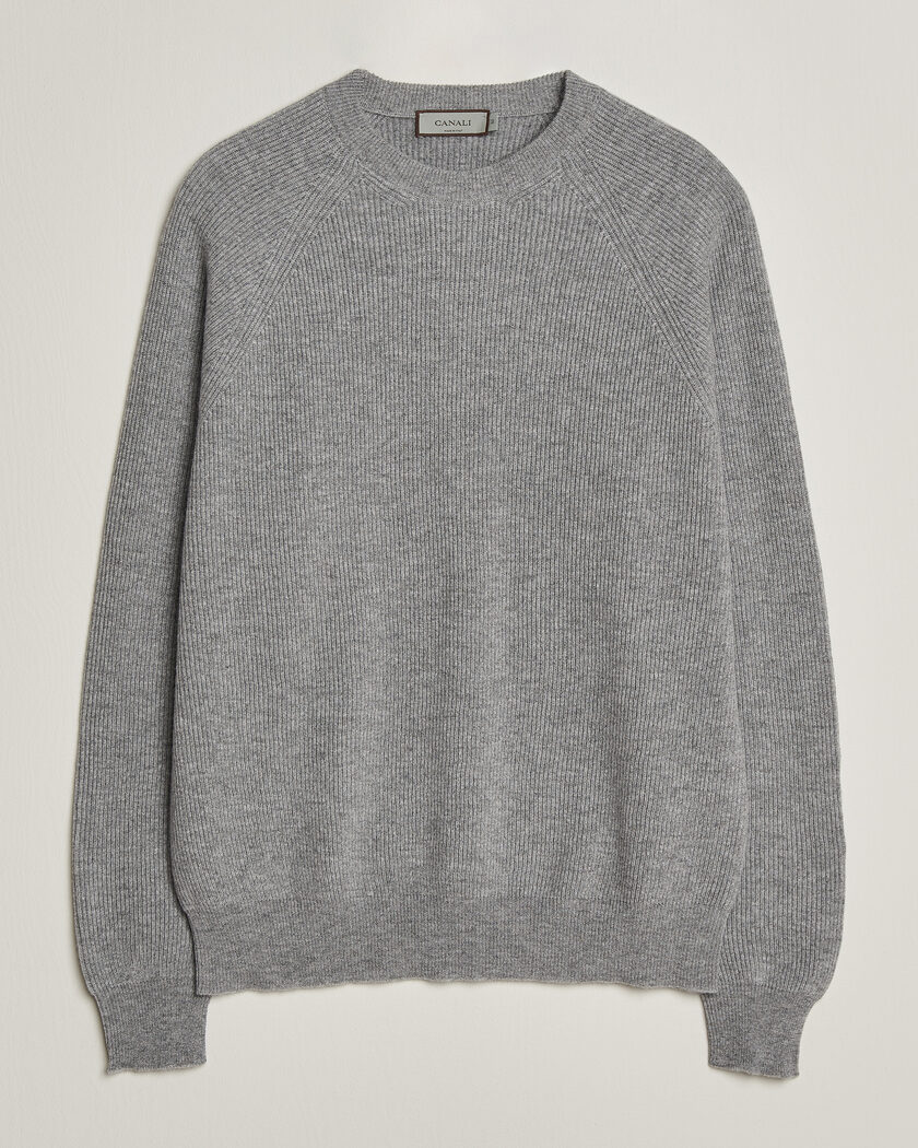Canali Rib Cashmere Sweater Light Grey – Grijs