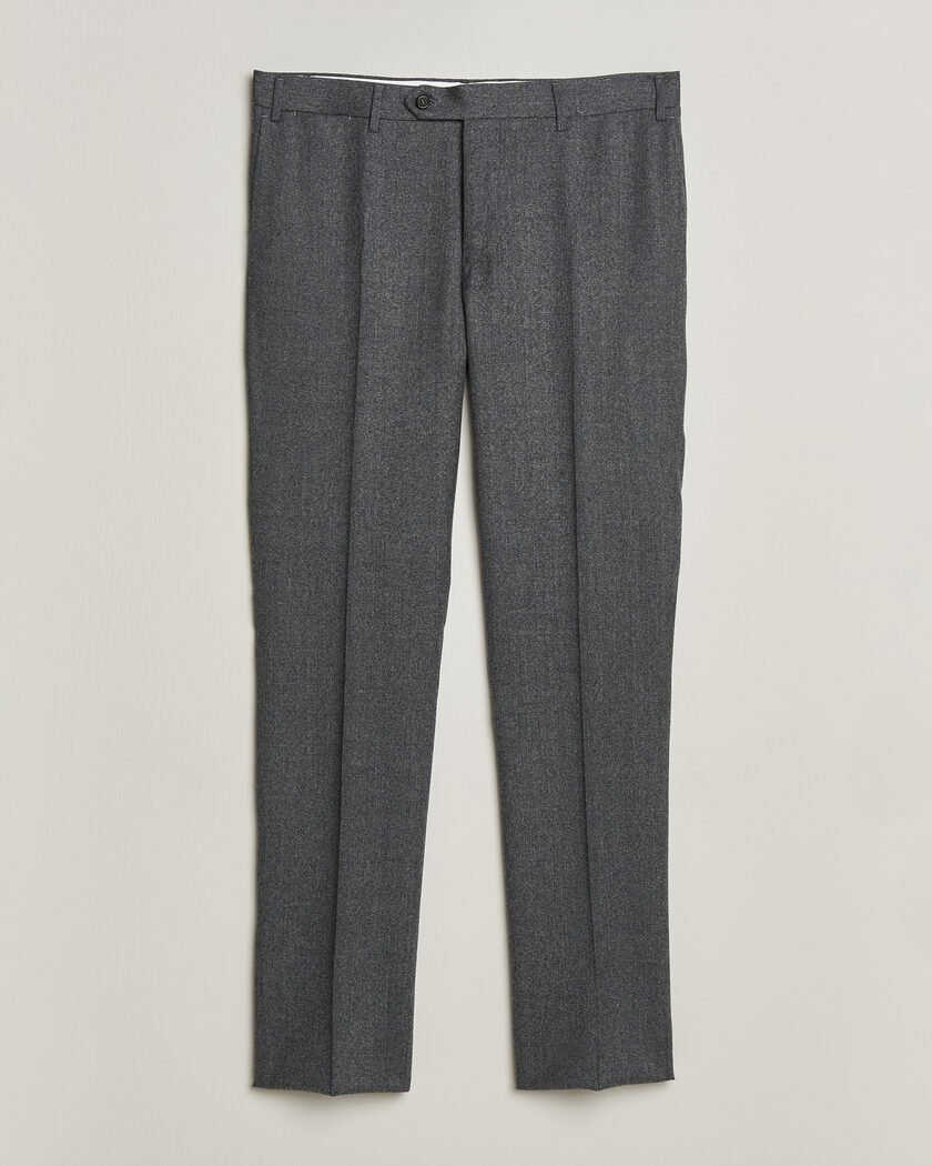 Canali Slim Fit Flannel Trousers Grey Melange – Grijs