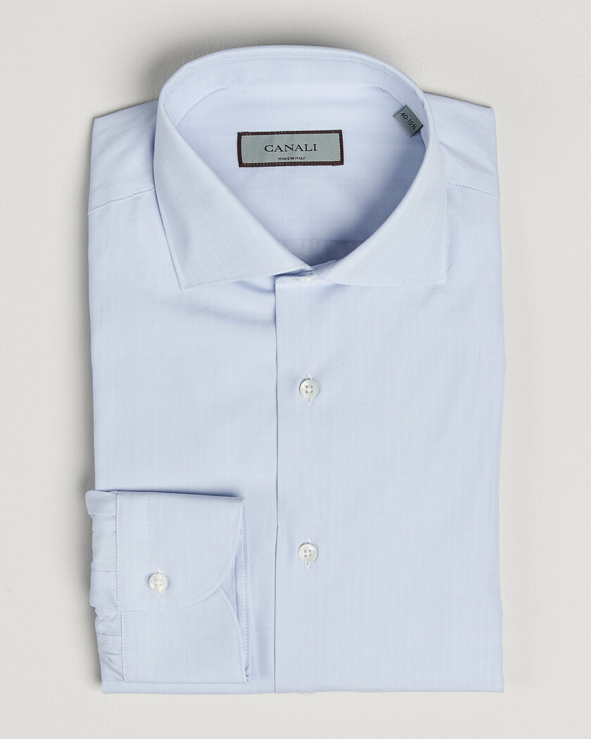 Canali Slim Fit Dress Shirt Light Blue Check – Blauw