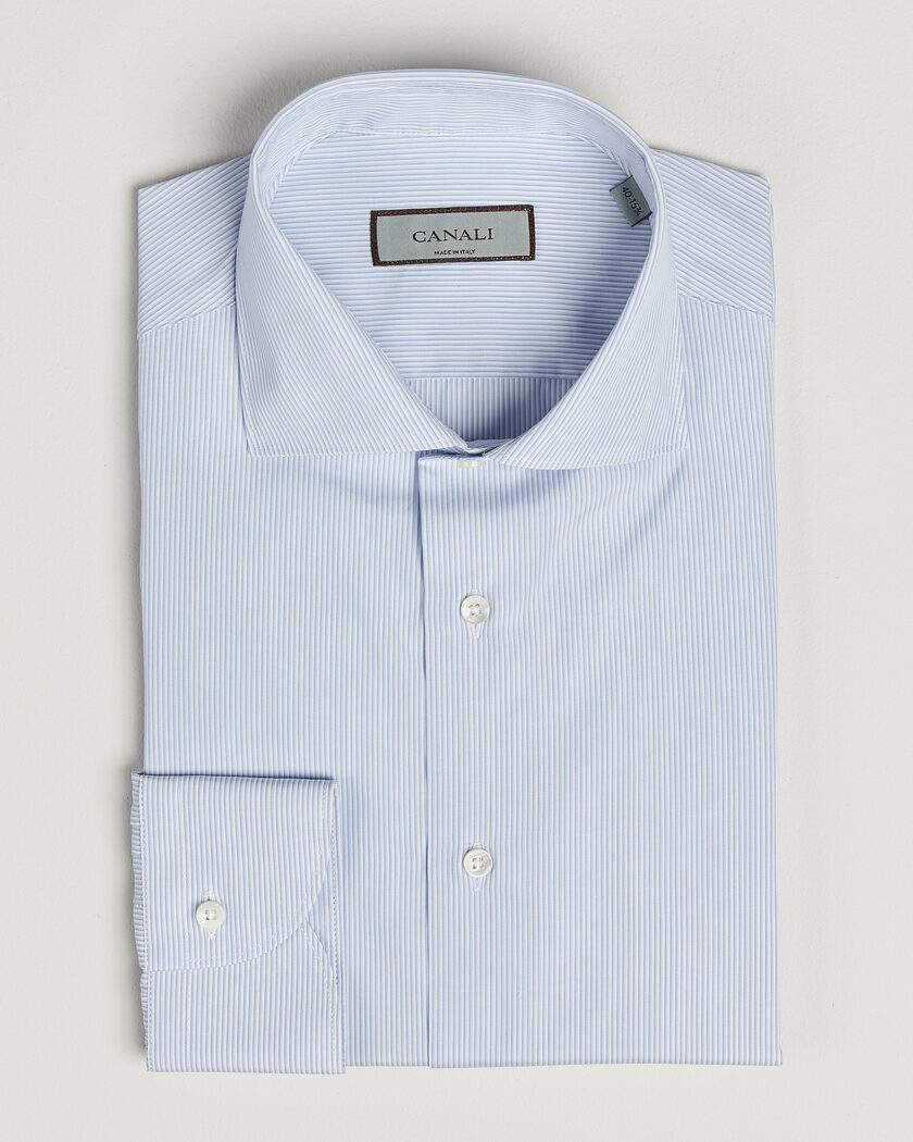 Canali Slim Fit Dress Shirt Light Blue Stripe – Blauw