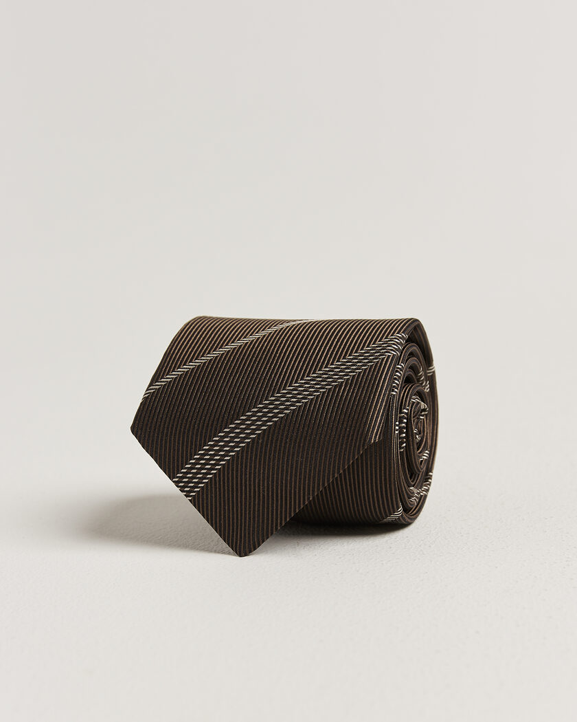 Canali Regimental Stripe Silk Tie Brown – Bruin