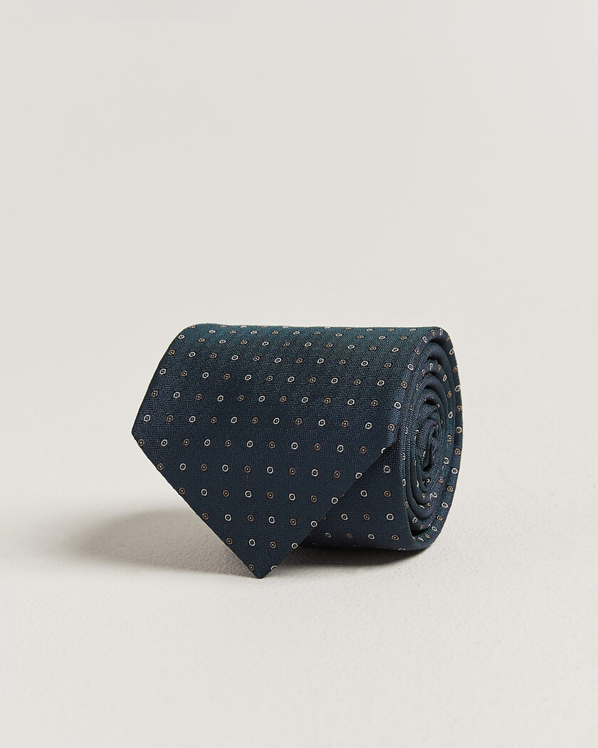 Canali Jacquard Silk Tie Dark Green – Groen
