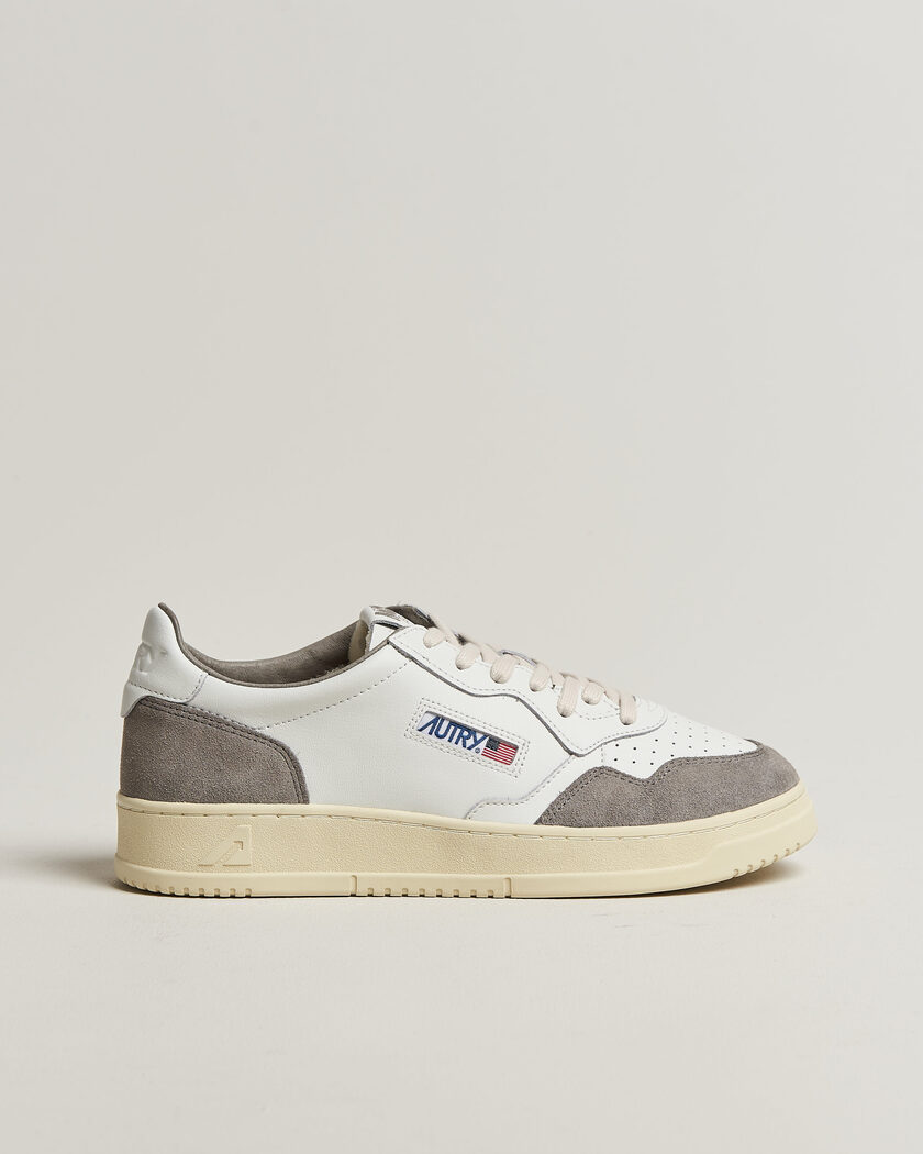 Autry Medalist Low Soft Leather/Suede Sneaker White/Cemento – Wit