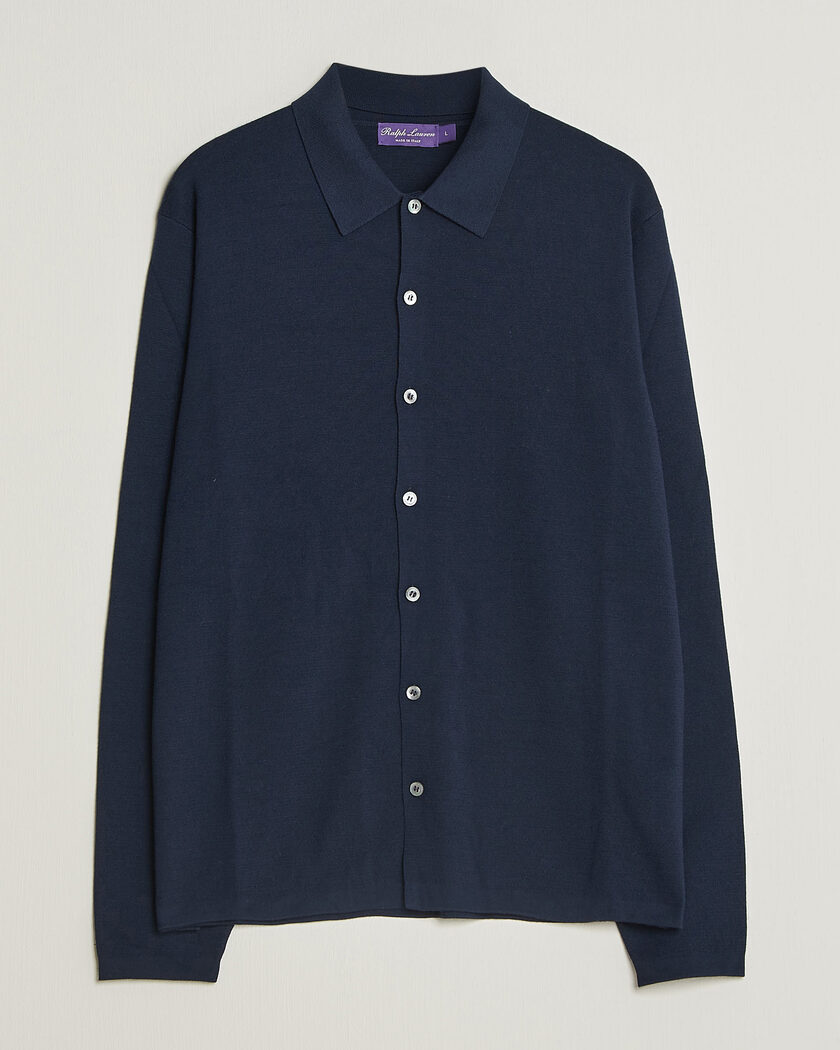 Ralph Lauren Purple Label Milano Stich Cardigan Racing Navy – Blauw