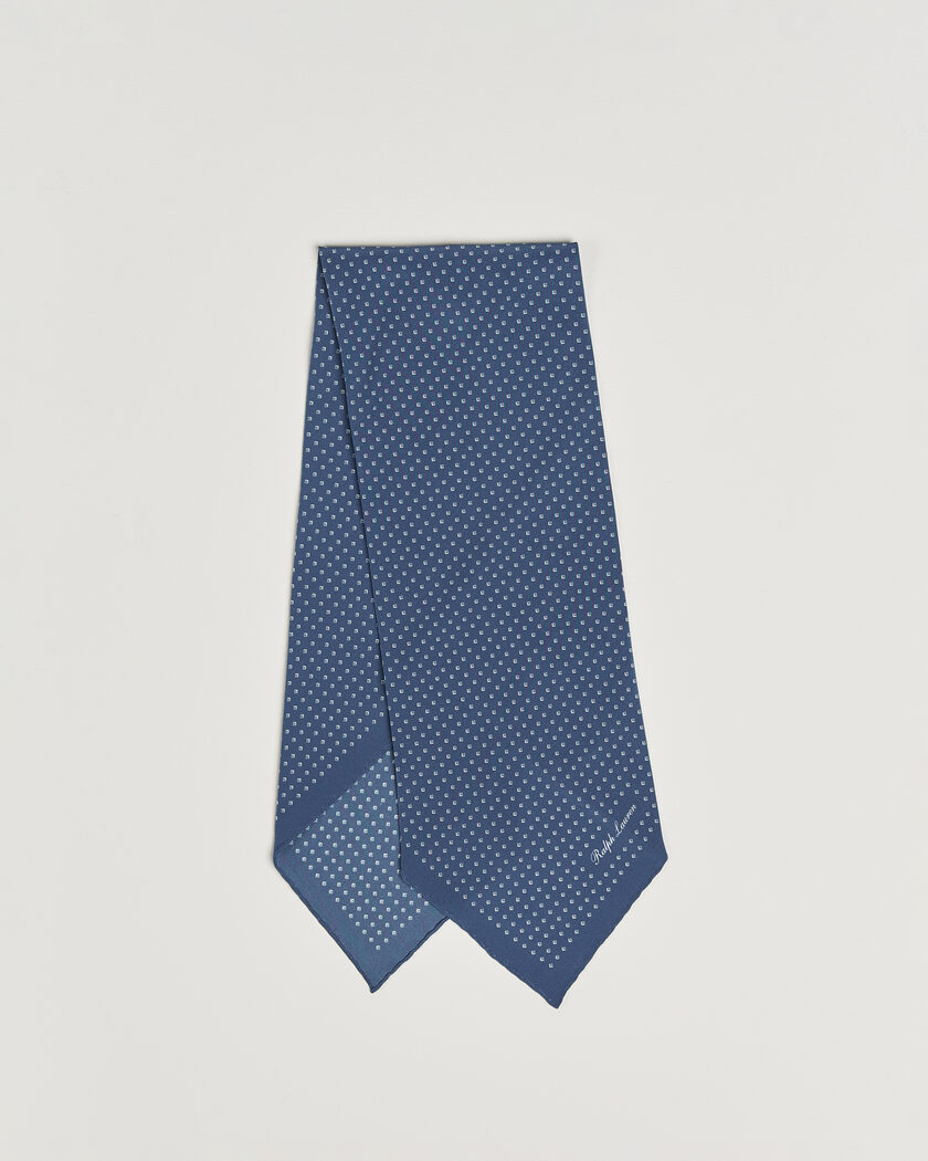 Ralph Lauren Purple Label Silk Neckerchief Blue Horizon – Blauw