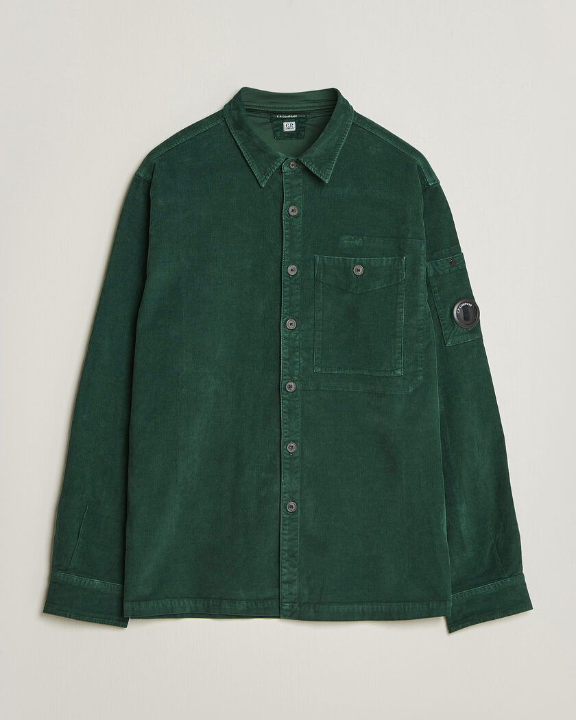 C.P. Company Corduroy Lens Overshirt Emerald Green – Groen