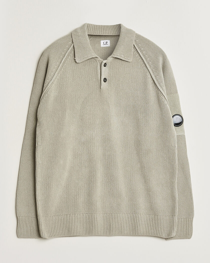 C.P. Company Cotton Chenille Polo Collar Light Grey – Grijs