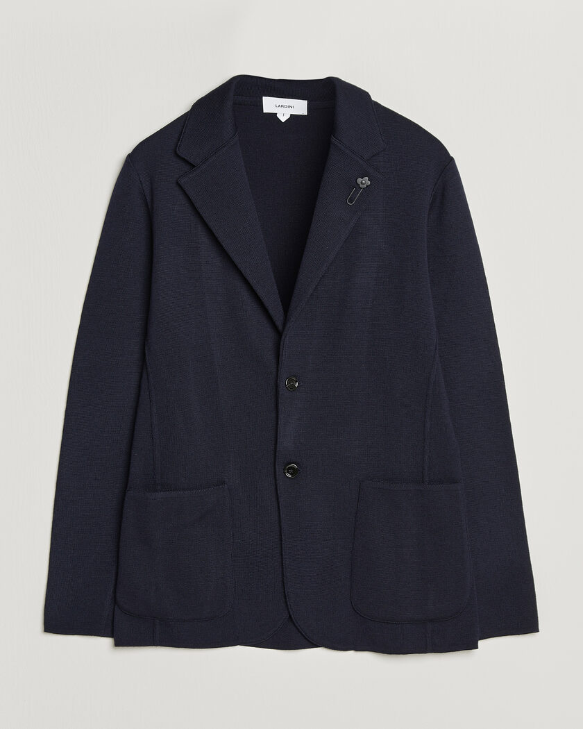 Lardini Knitted Wool Blazer Navy - Maat: S - Kleur: Blauw