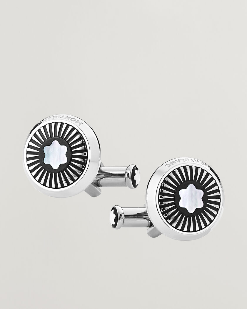 Montblanc Ray Pattern Mother-of-Pearl Snowcap Cufflinks – Zilver