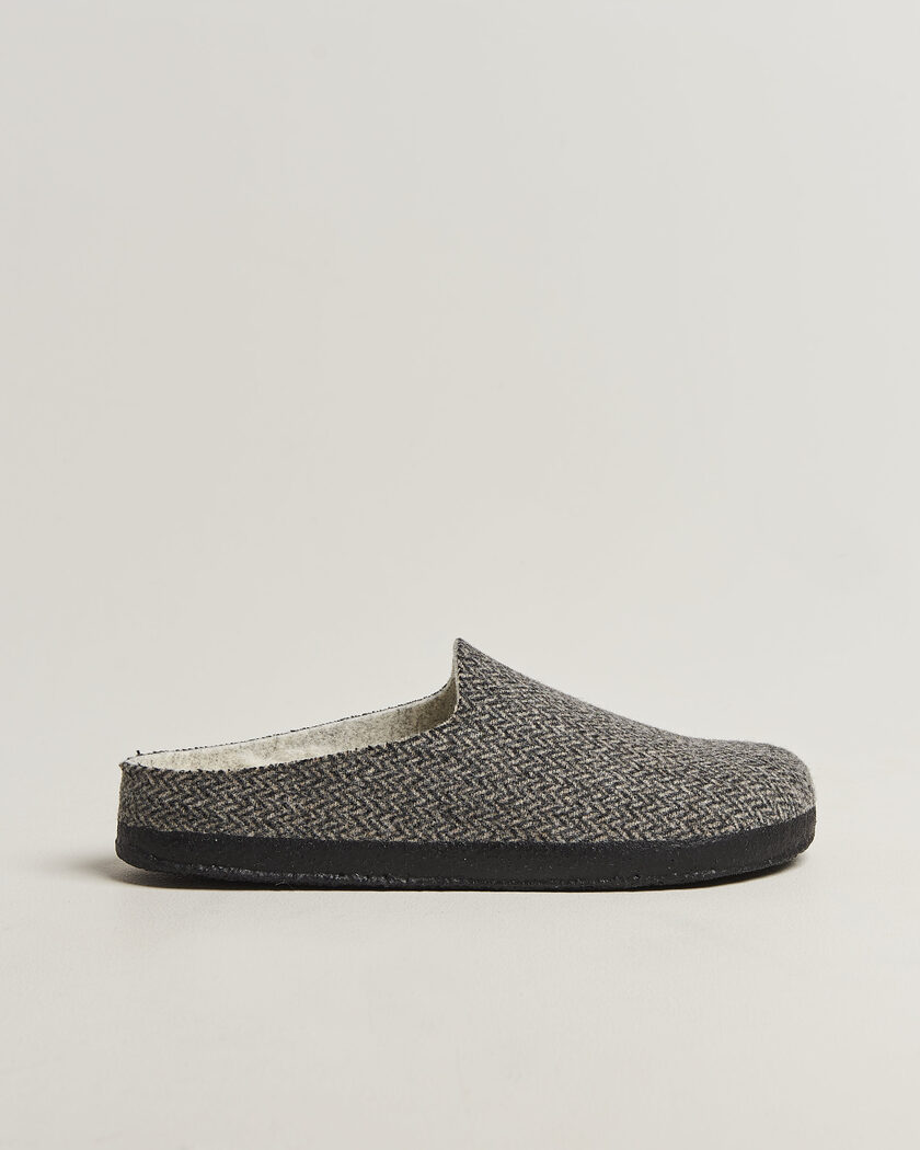 BIRKENSTOCK Amsterdam Wrapped Dip Shearling Dark Grey Herringbone – Grijs