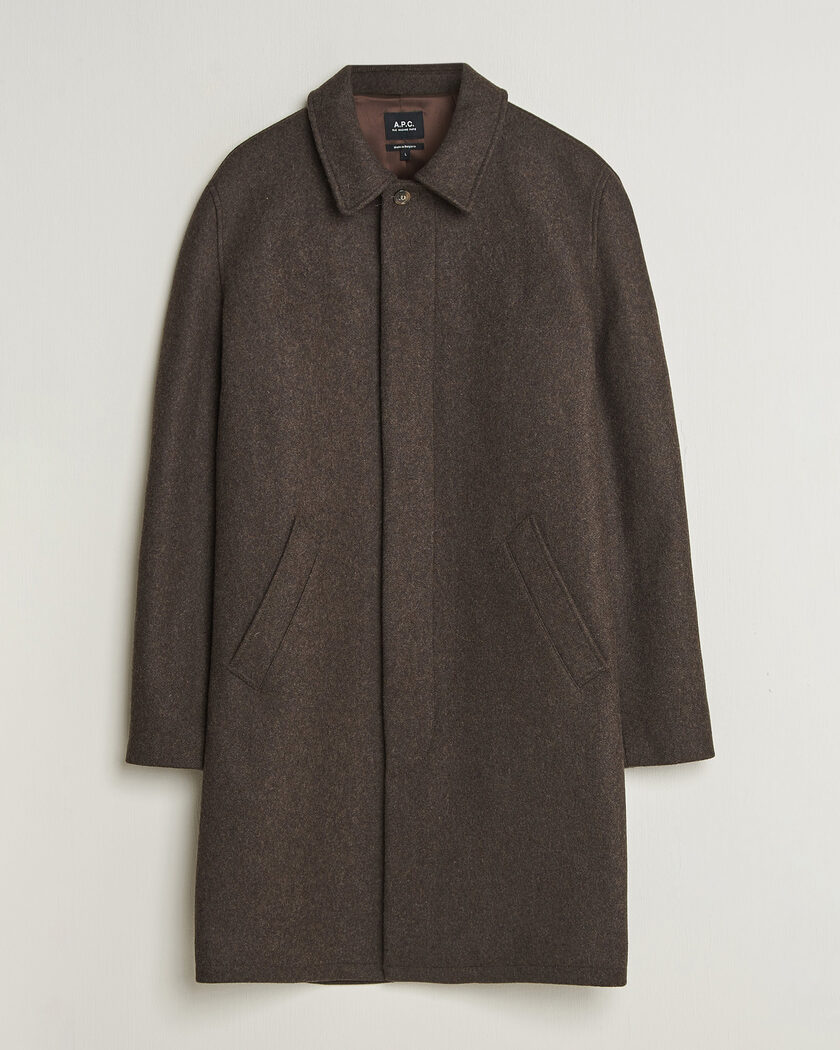 A.P.C. Auster Wool Coat Maroon Melange – Bruin