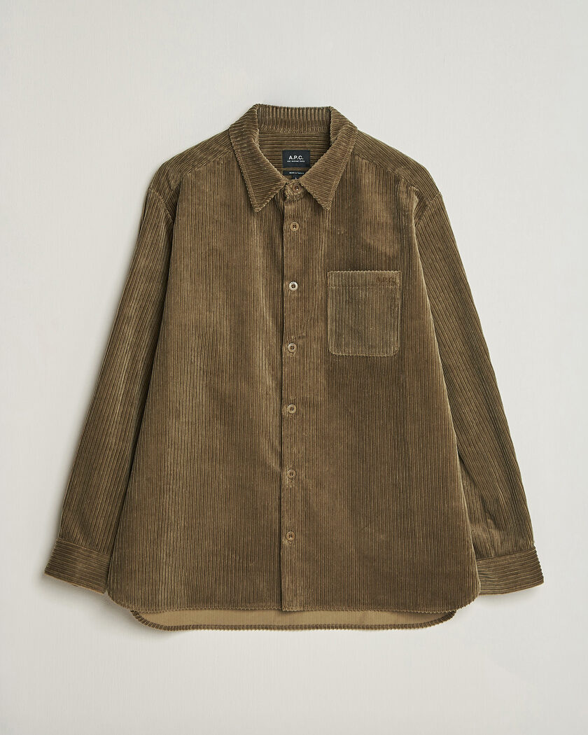 A.P.C. Mateo Corduroy Overshirt Taupe – Bruin