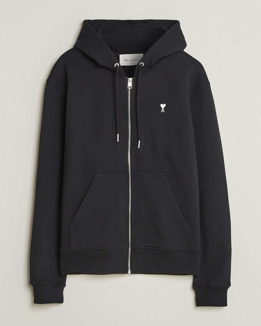 AMI Contrasted Heart Logo Full Zip Hoodie Black – Zwart