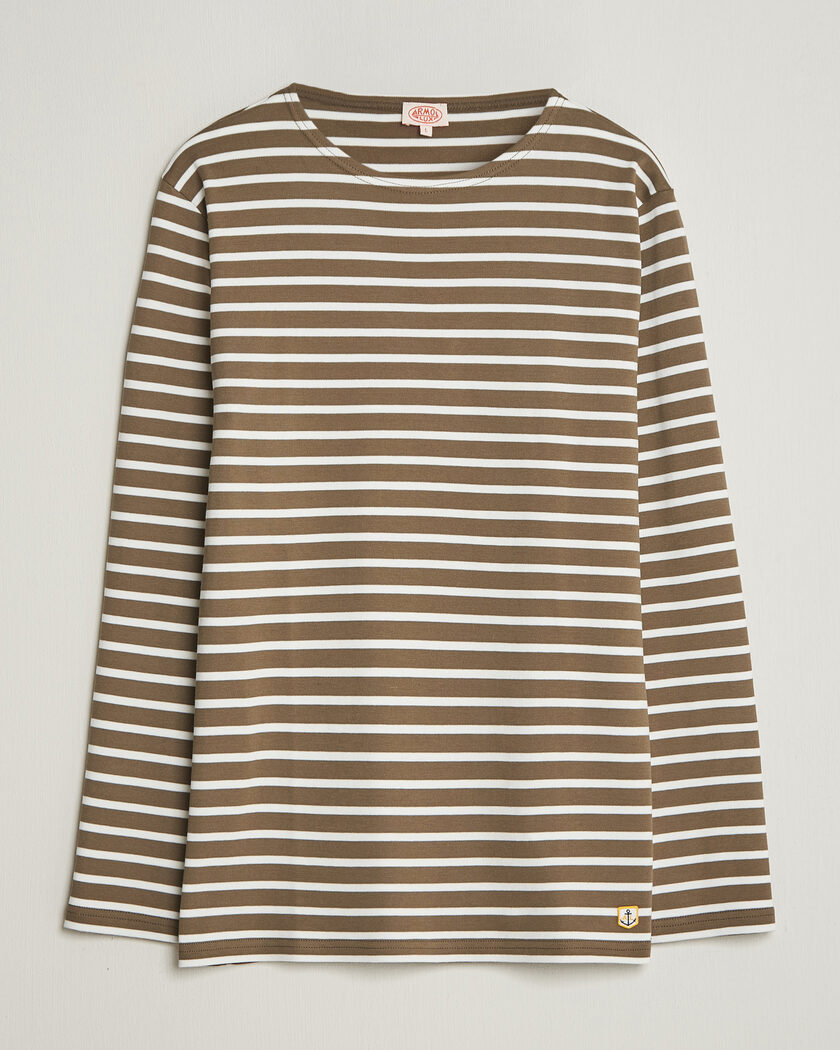 Armor-lux Houat Héritage Stripe Long Sleeve T-Shirt Olive/Milk – Groen