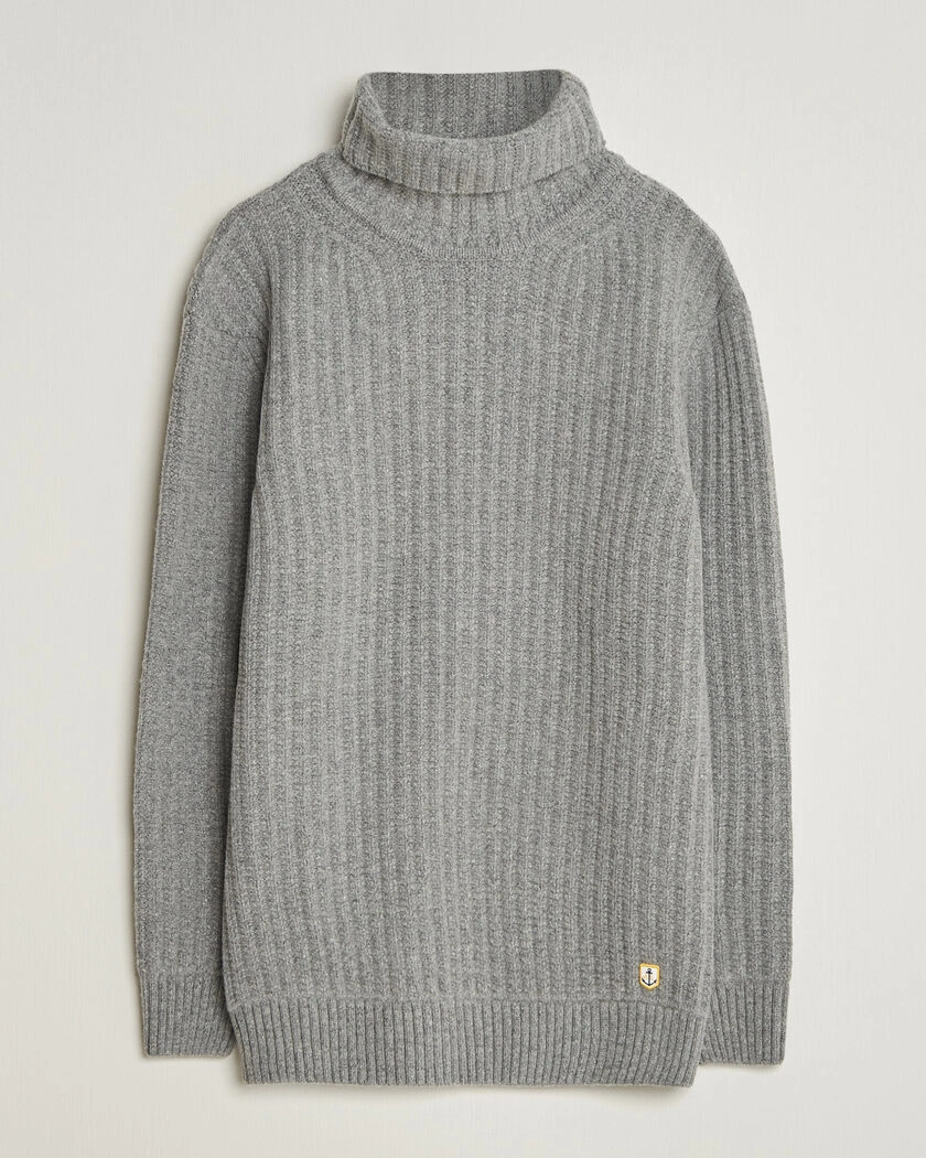 Armor-lux Wool Knitted Rollneck Slate – Grijs