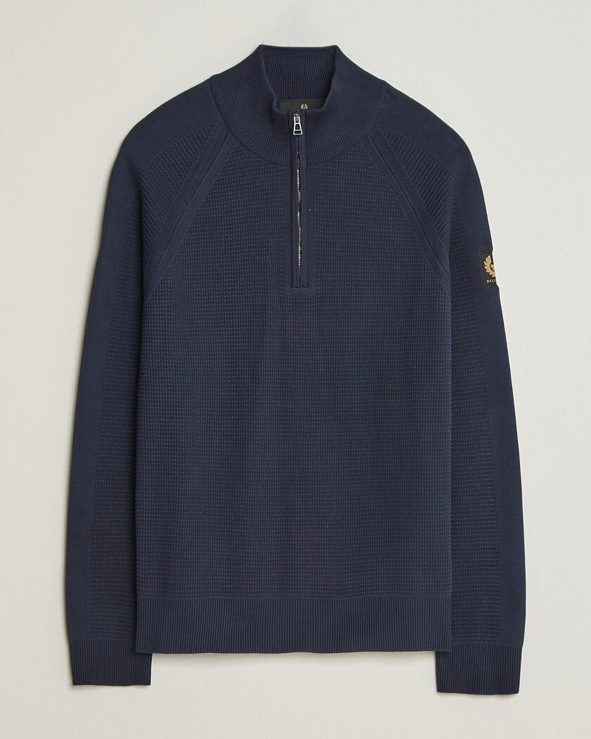 Belstaff Bradwell Cotton Knitted Quarter Zip Dark Ink – Blauw