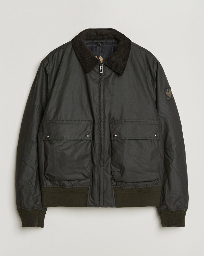 Belstaff Mount Wax Bomber Jacket Faded Olive – Groen